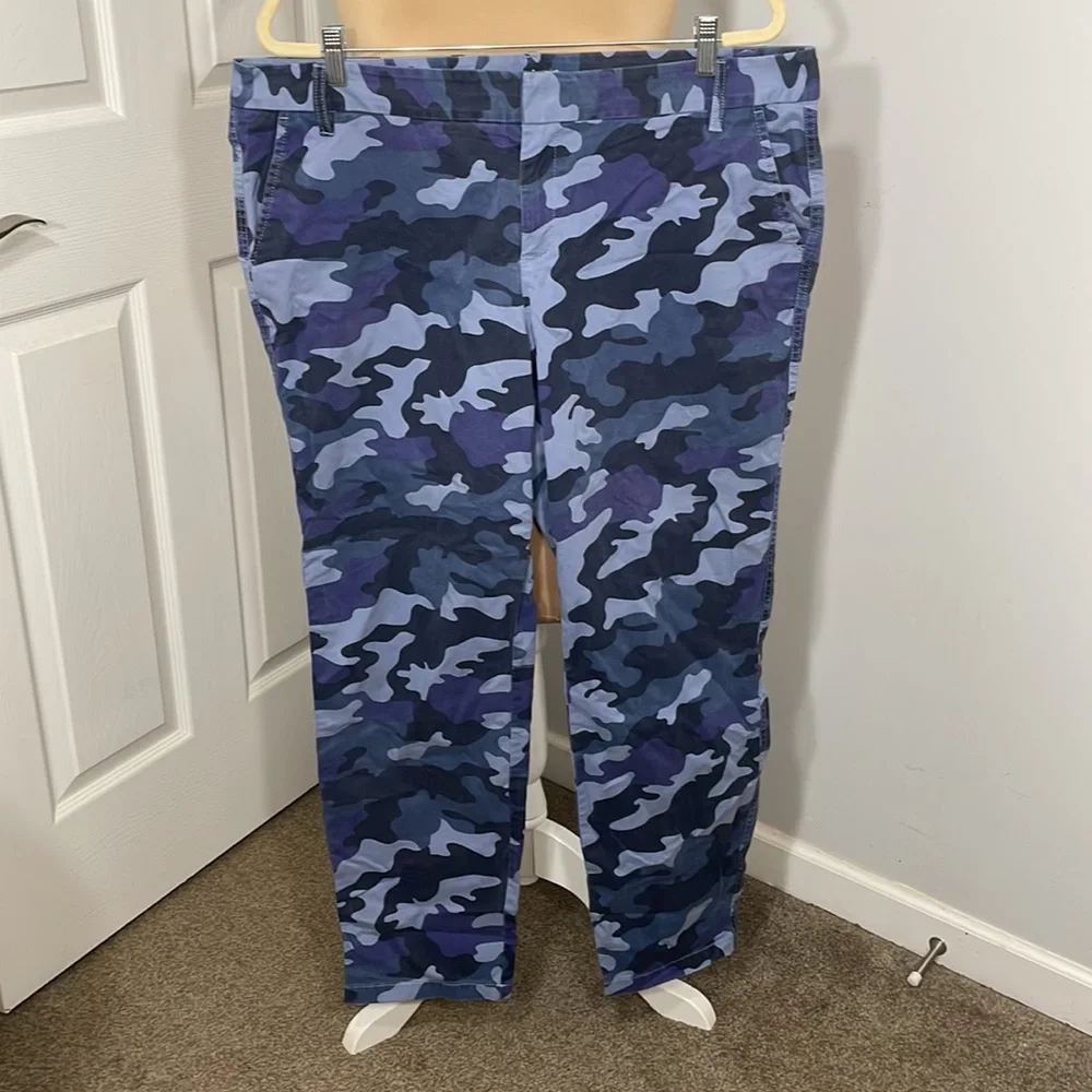 EUC Caslon Camo Crop Chinos in Blue Size 16 - Picture 2 of 6
